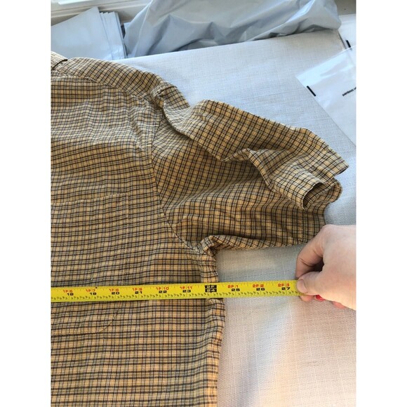 Timberland Men’s Button Down Shirt Sz XL Yellow Plaid 100% Cotton Short Sleeve - Picture 7 of 9